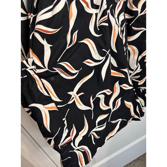 Anthropologie Hei Hei Palma Black Leaf Print Button Front Romper Size Small - Picture 2 of 7